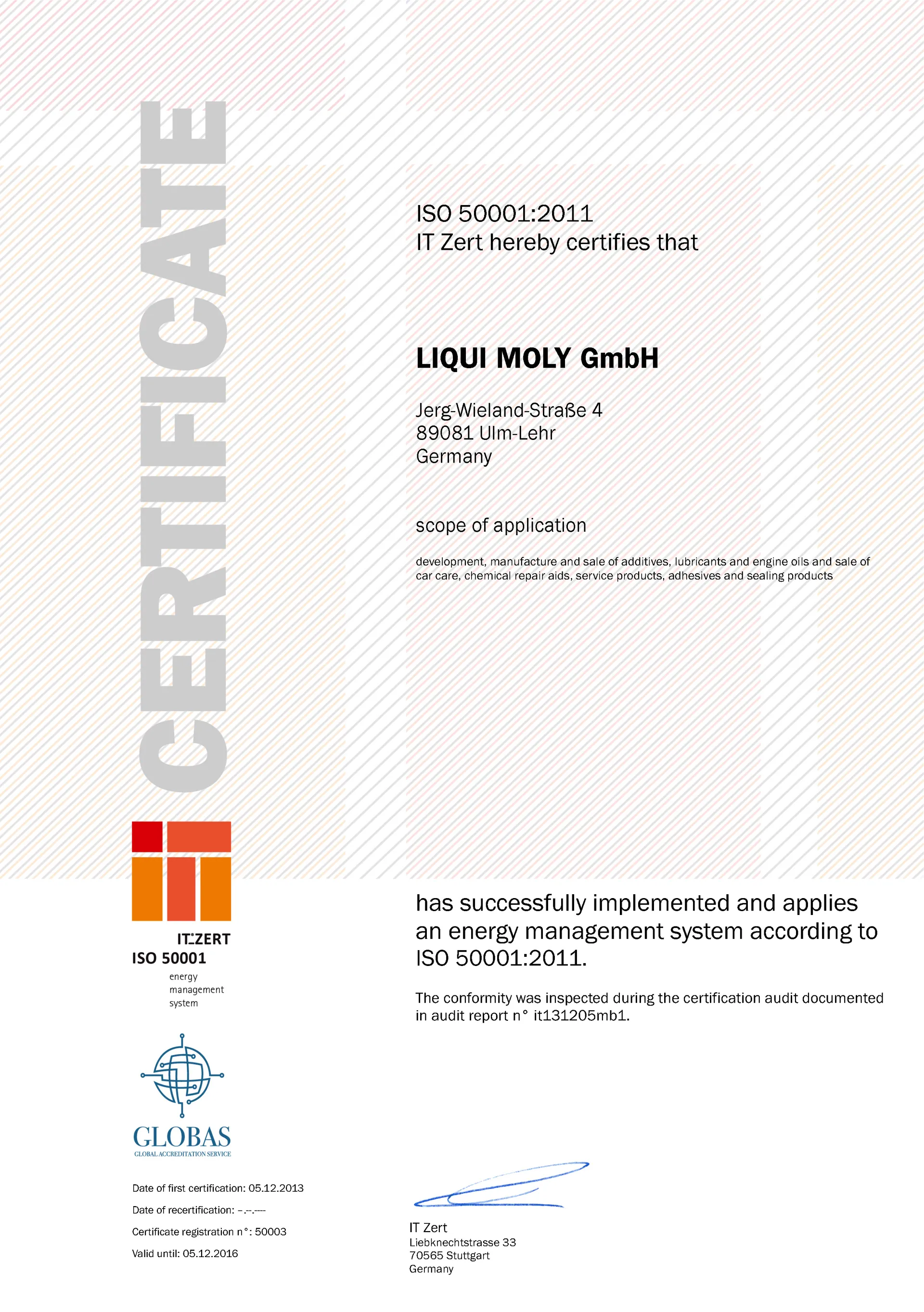 LIQUI MOLY ISO 50001:2011認證